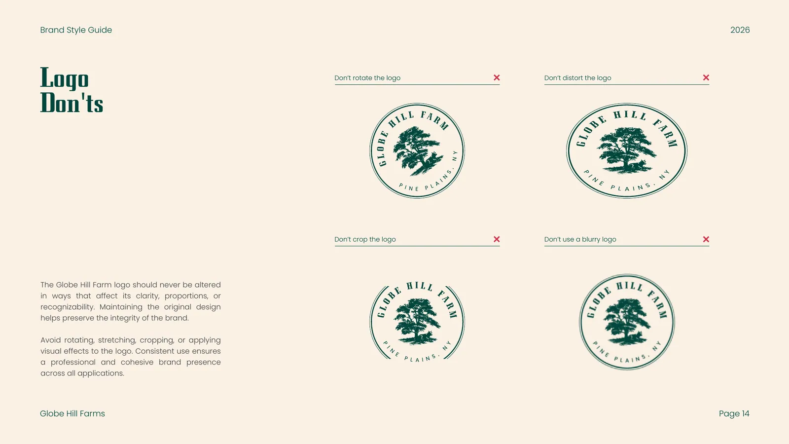 Globe Hill Farms brand style guide, page 13