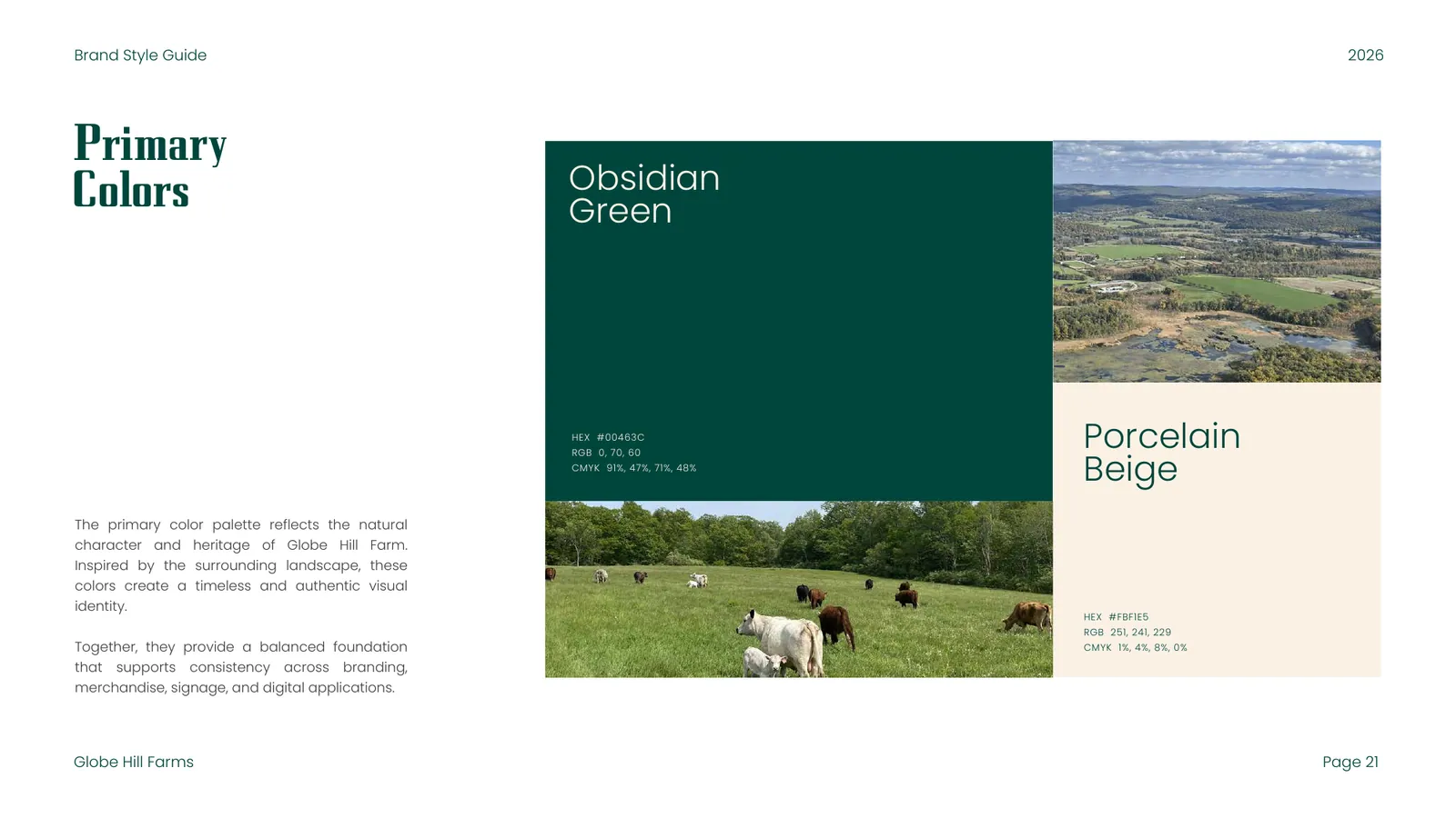 Globe Hill Farms brand style guide, page 19