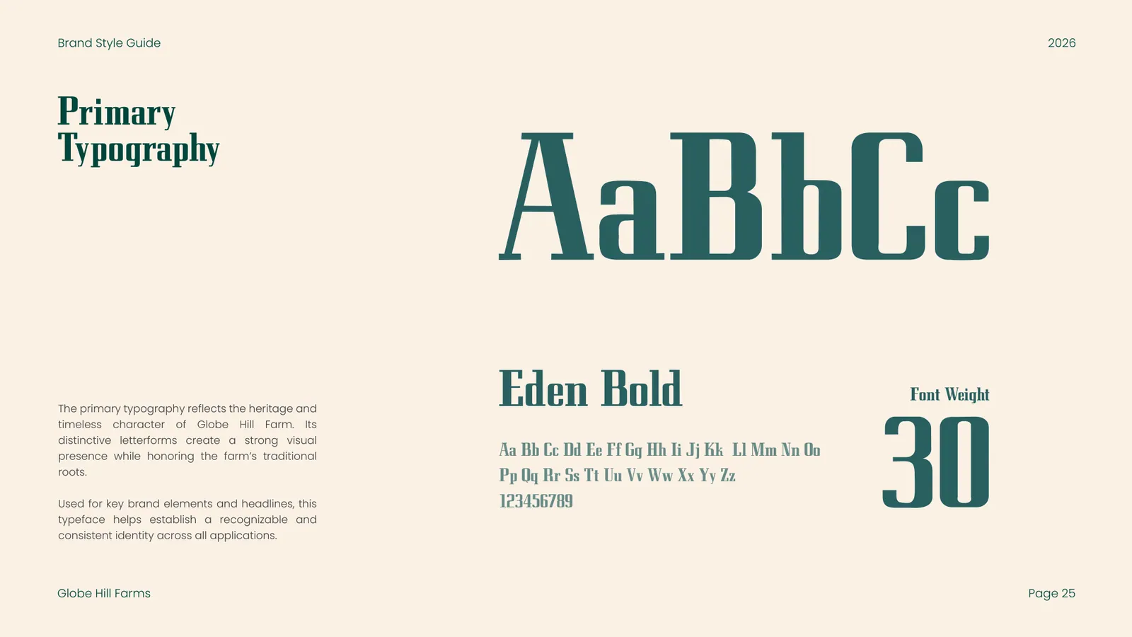 Globe Hill Farms brand style guide, page 22