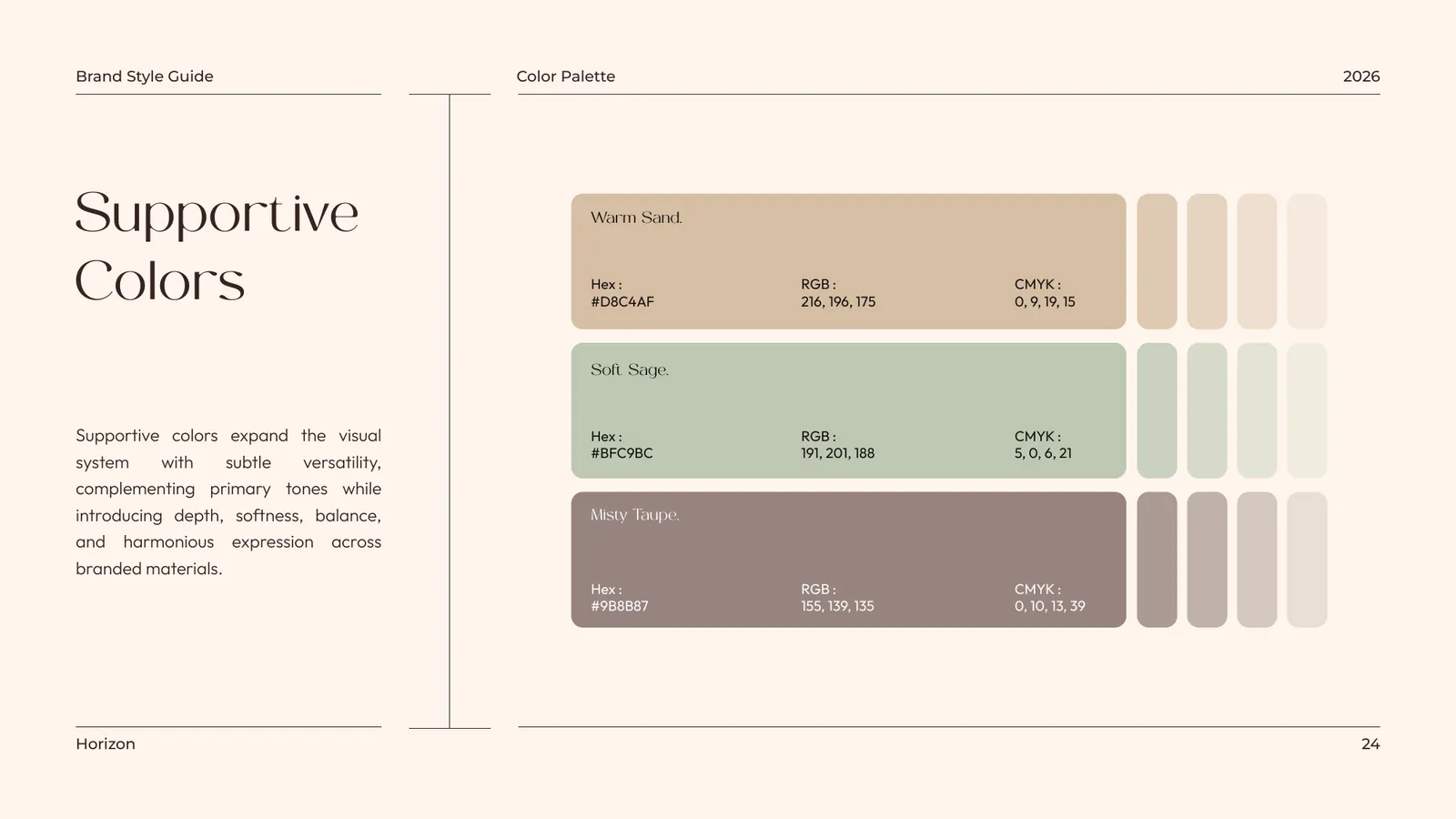Horizon brand style guide, page 24