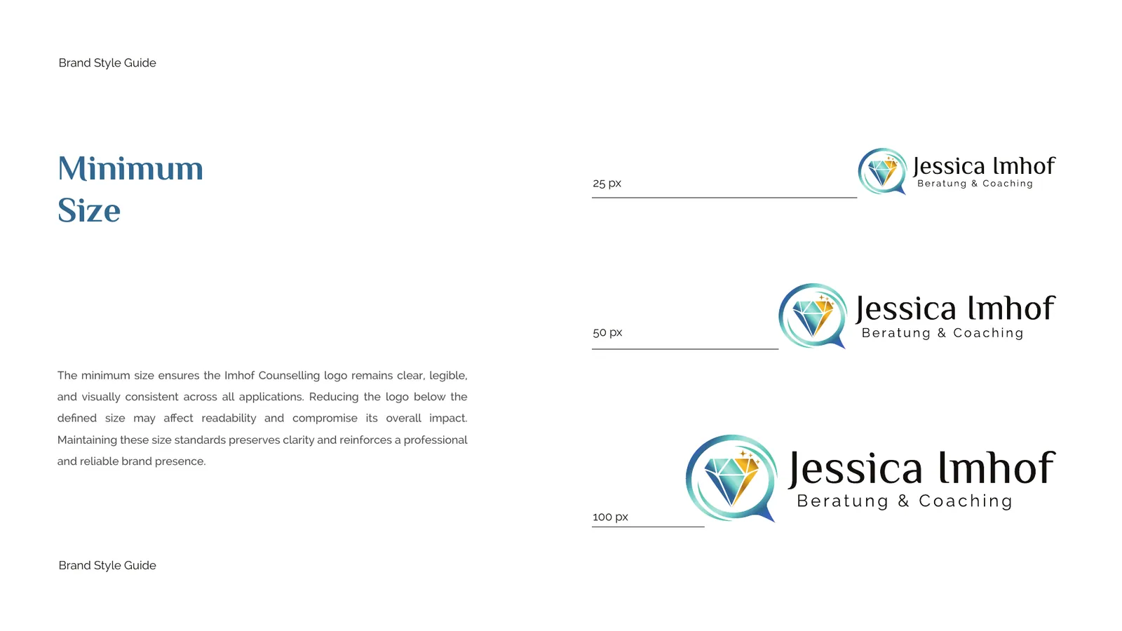 Imhof Counselling brand style guide, page 8