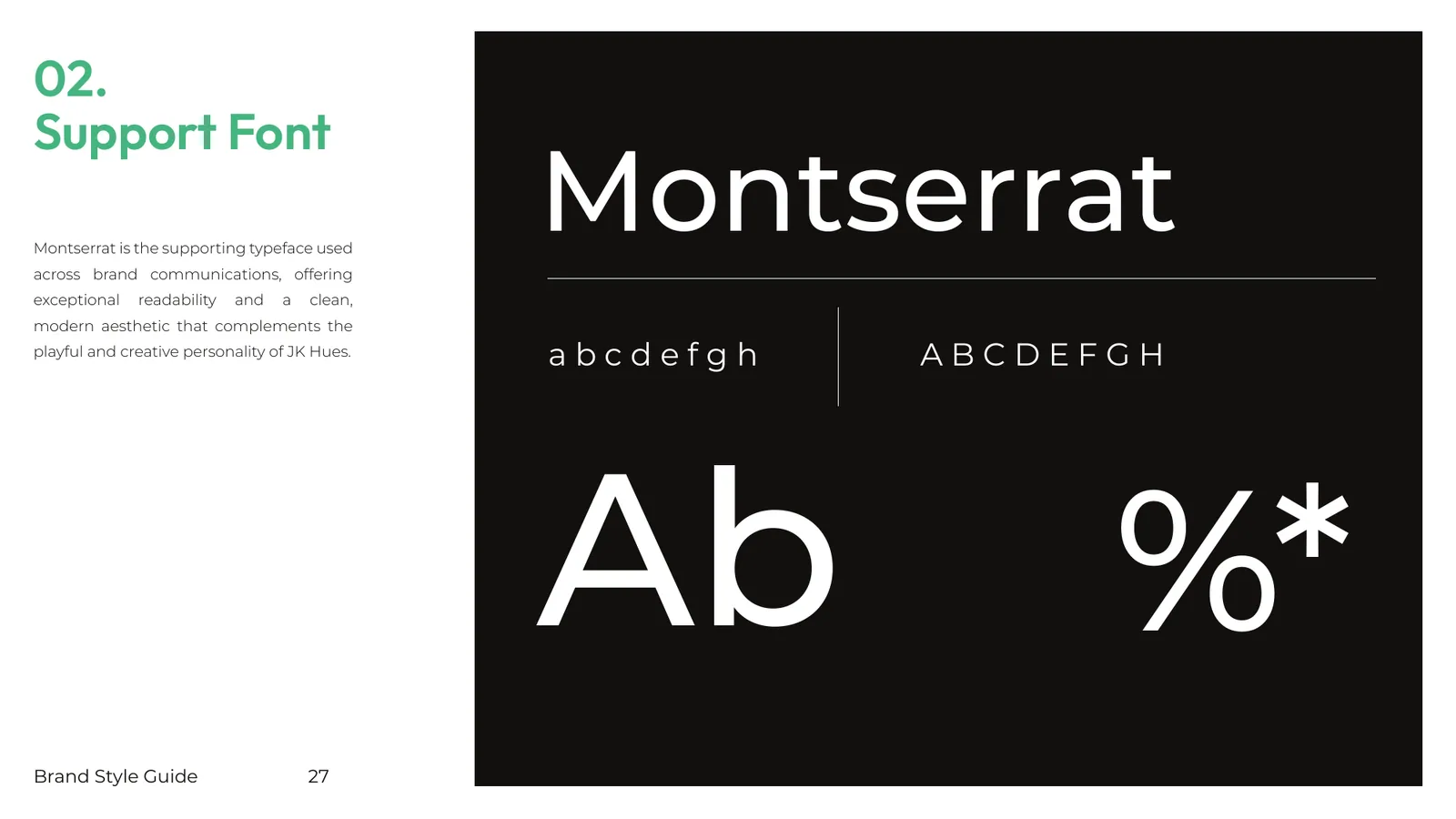JK Hues brand style guide, page 22