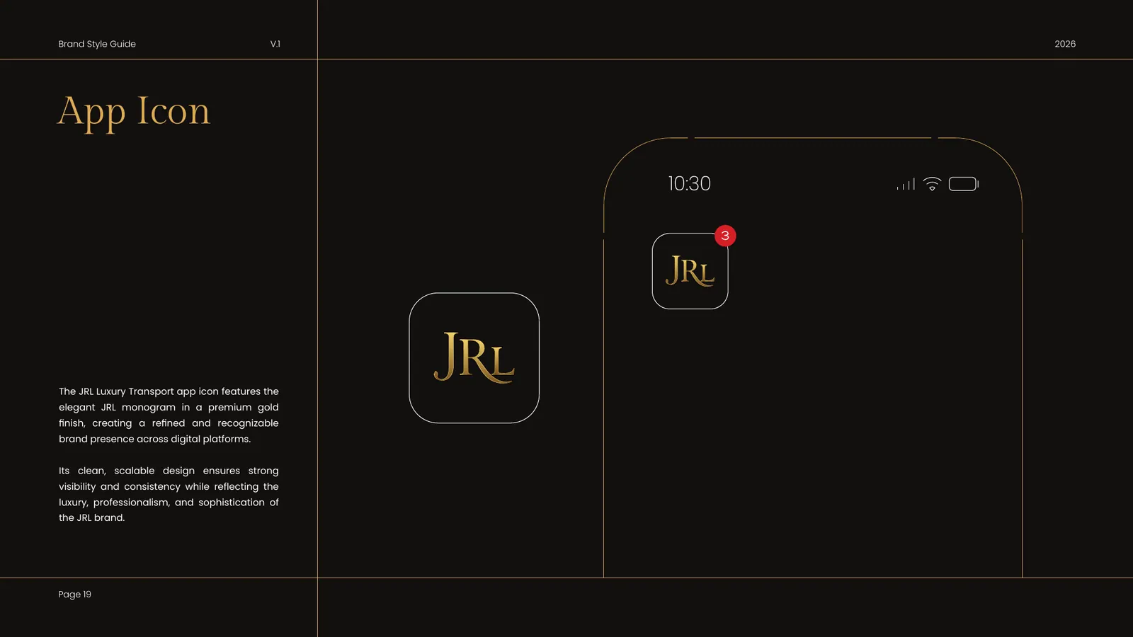 JRL Luxury Transport brand style guide, page 19