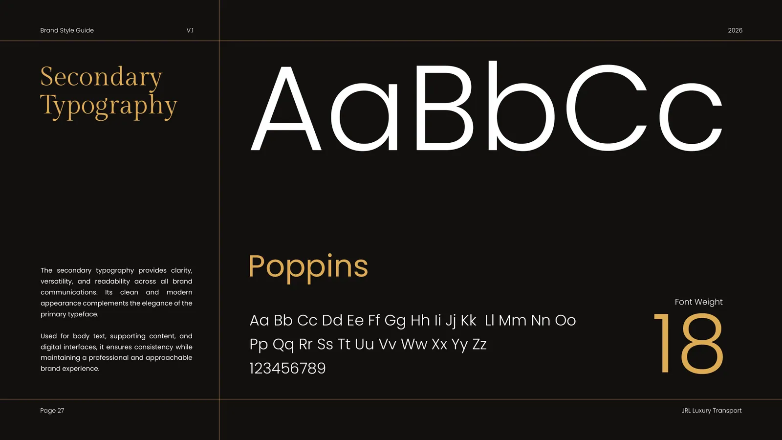 JRL Luxury Transport brand style guide, page 27