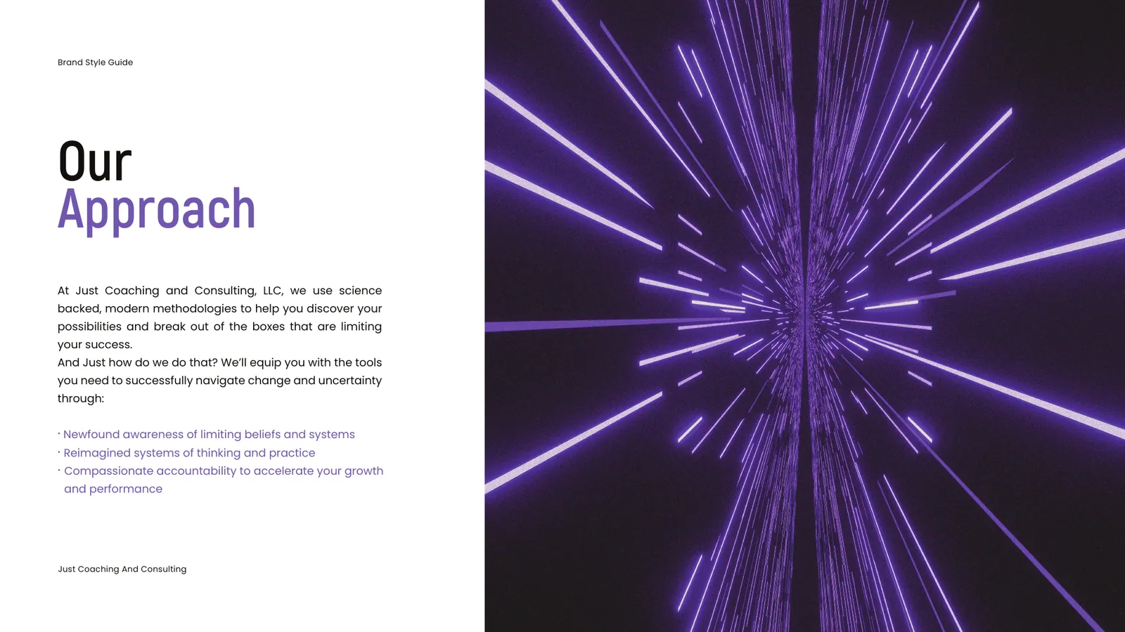 Just Coaching and Consulting brand style guide, page 5
