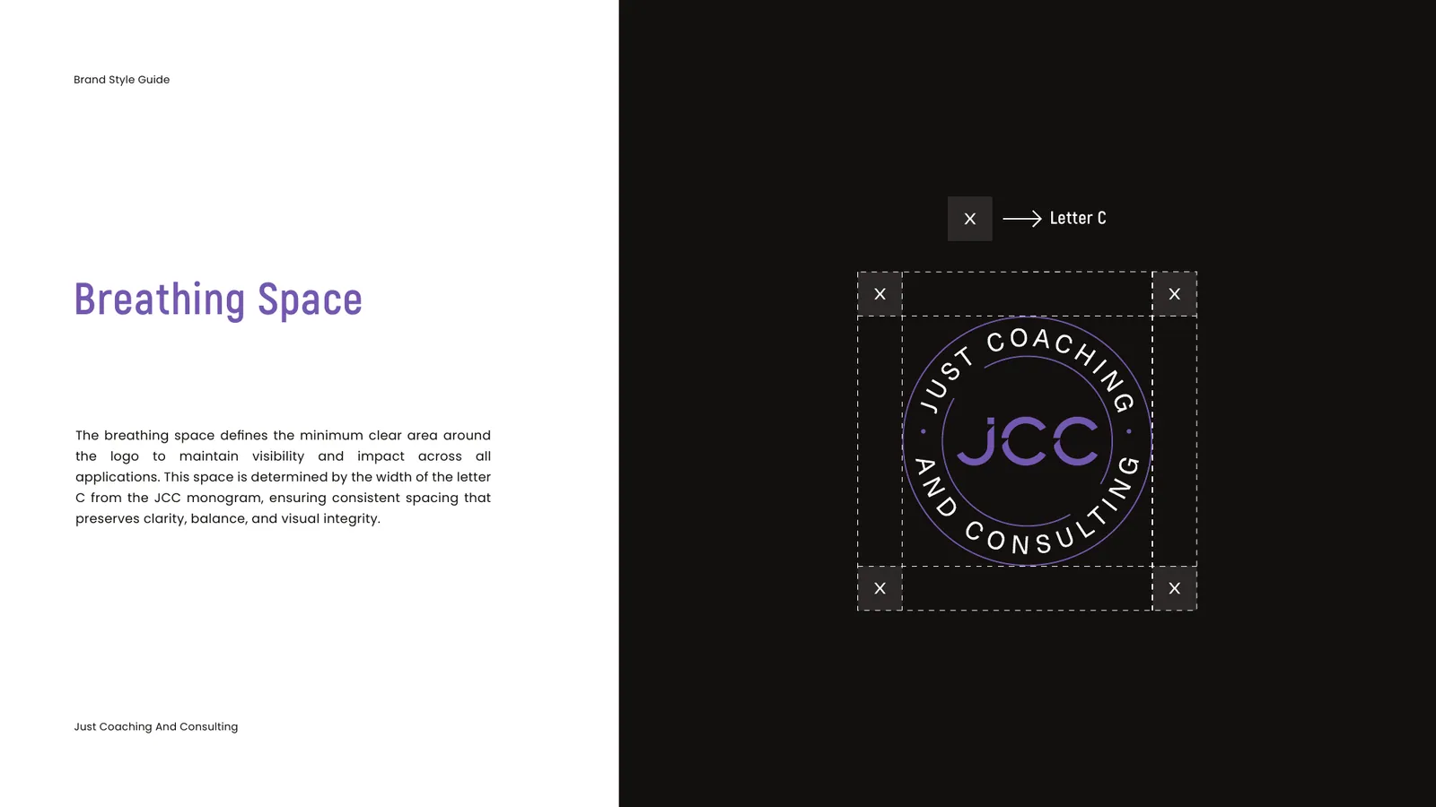 Just Coaching and Consulting brand style guide, page 10