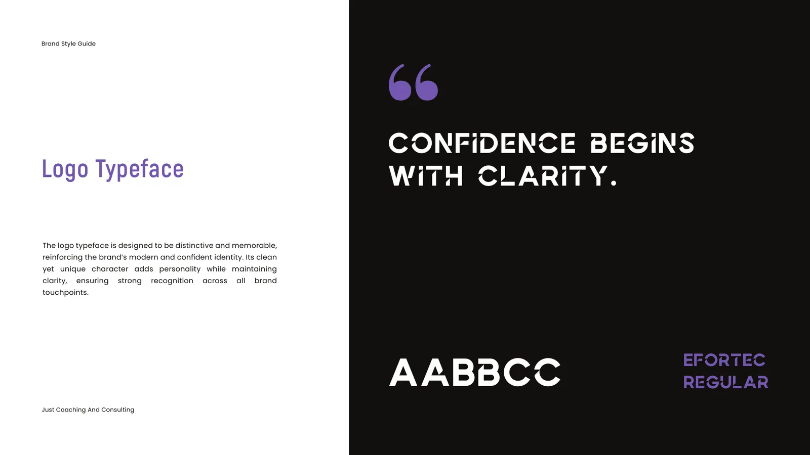 Just Coaching and Consulting brand style guide, page 29