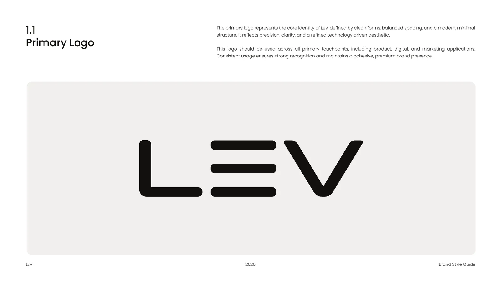 LEV brand style guide, page 9