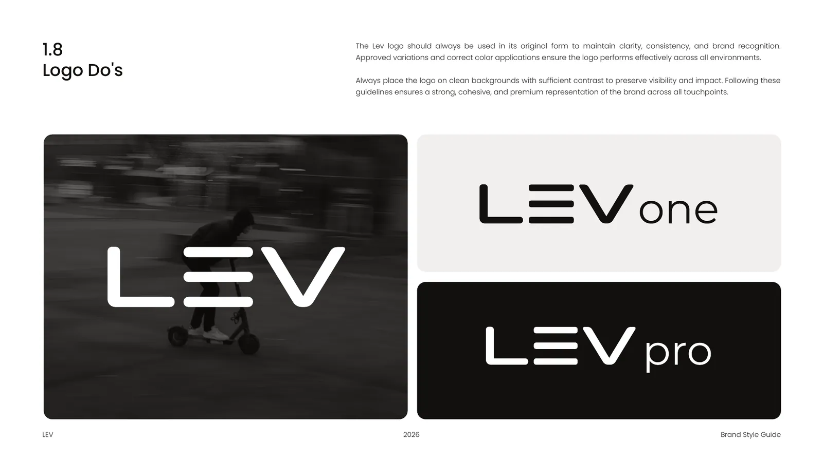 LEV brand style guide, page 16