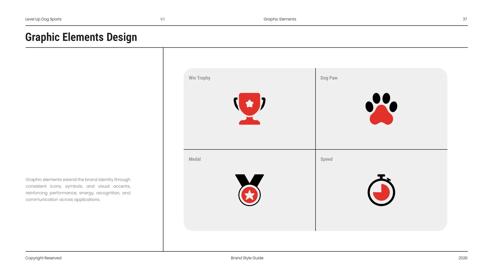 Level Up Dog Sports brand style guide, page 37