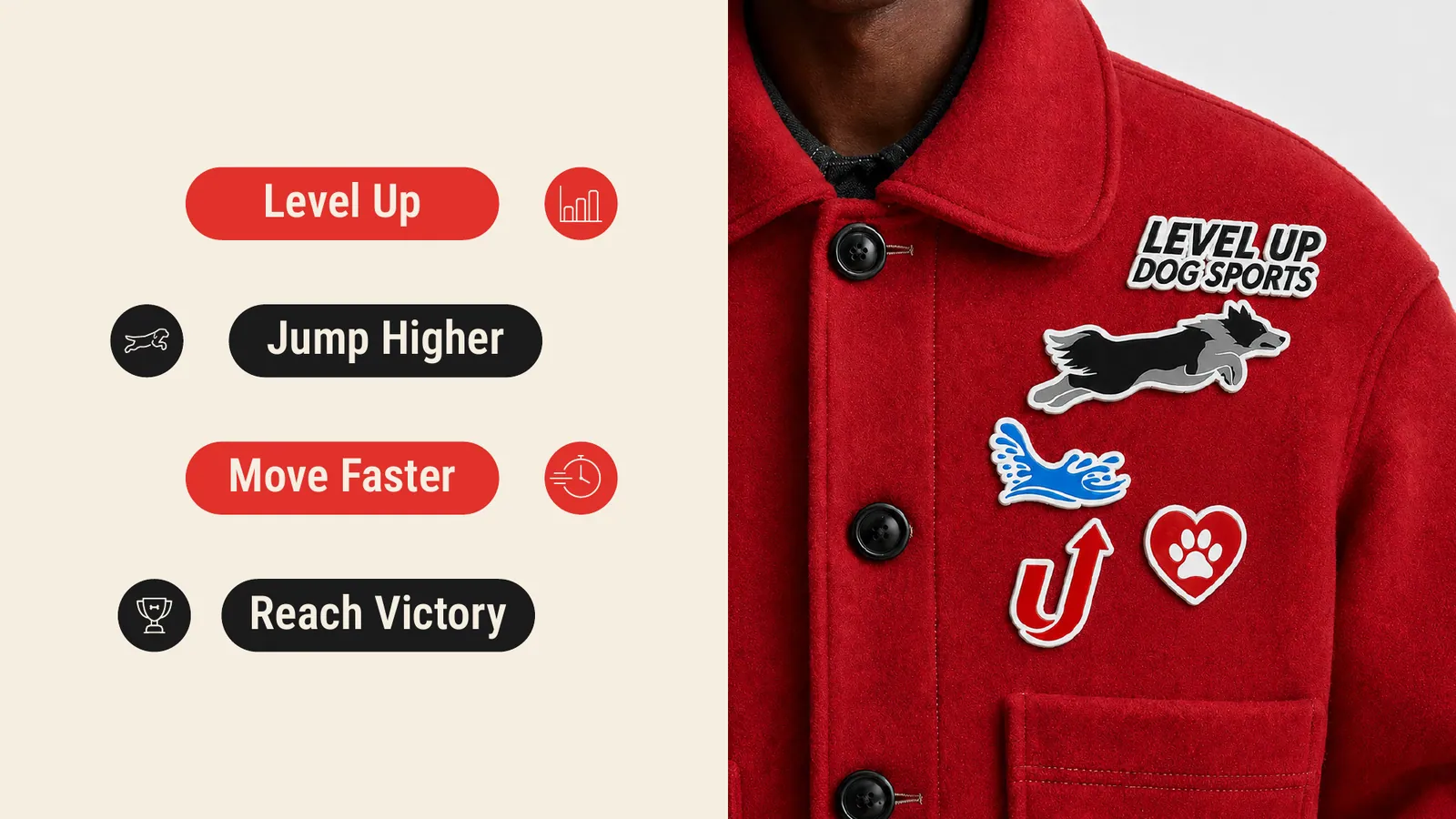 Level Up Dog Sports brand style guide, page 42