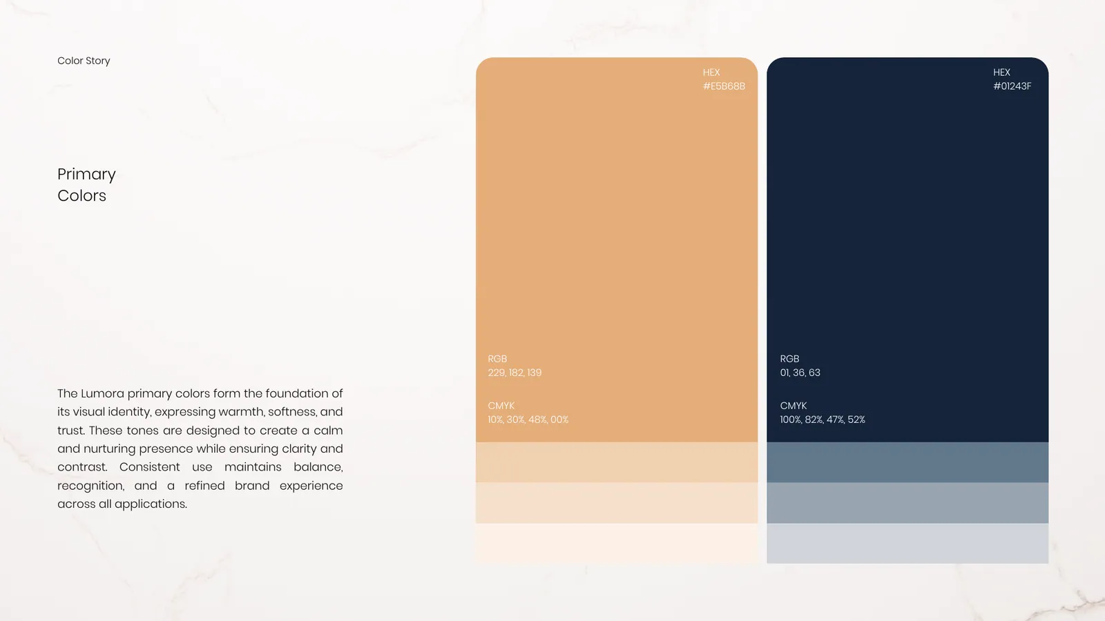 LUMORA brand style guide, page 23