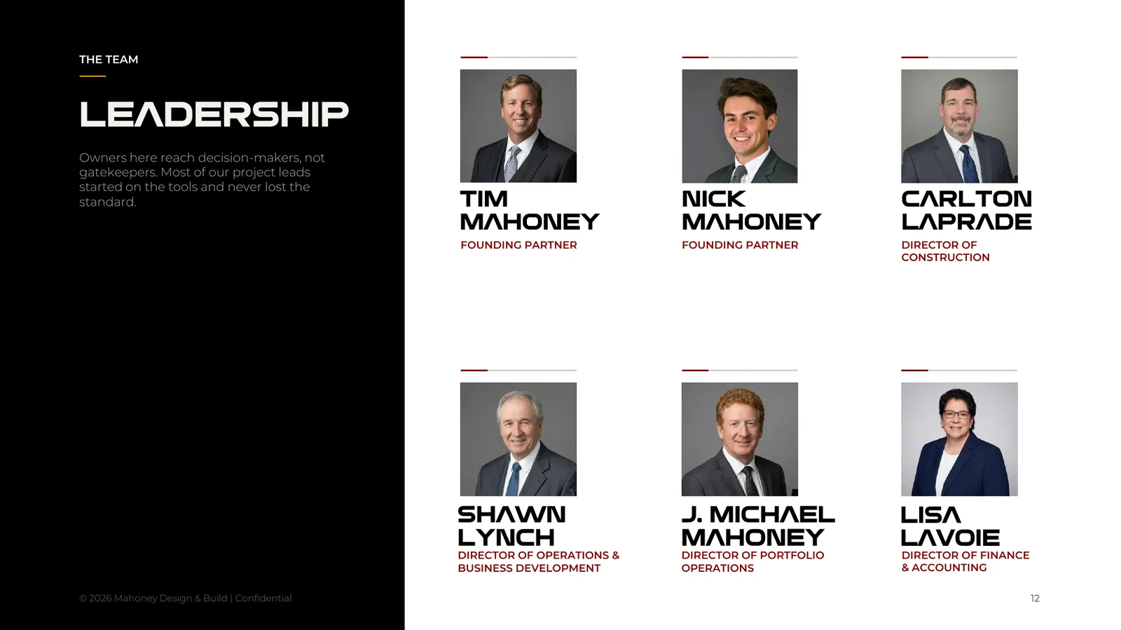 Mahoney Design & Build pitch deck, page 12