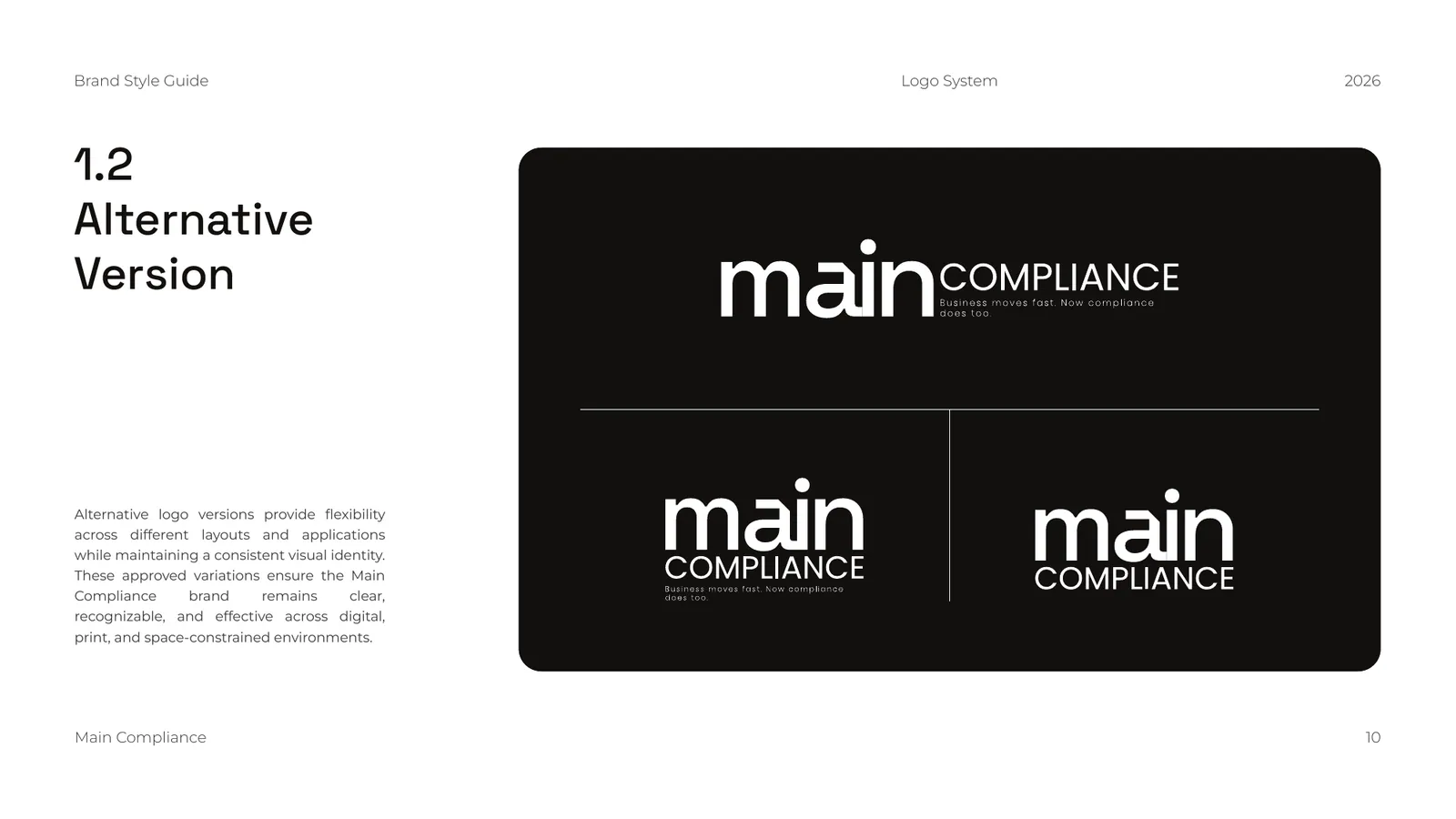 Main Compliance brand style guide, page 10