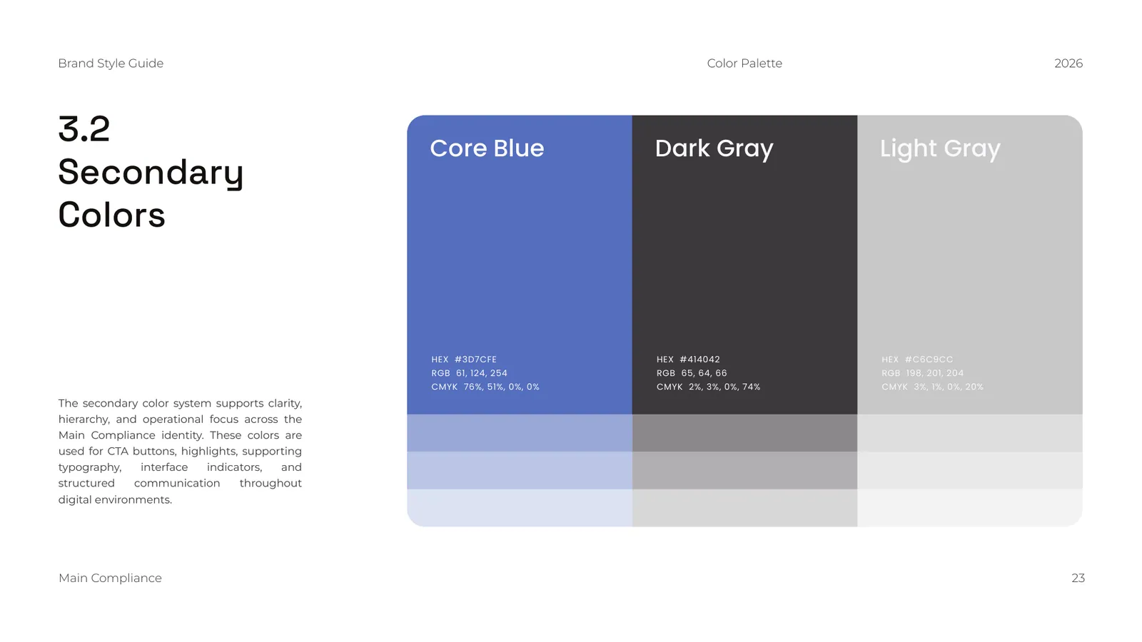 Main Compliance brand style guide, page 23