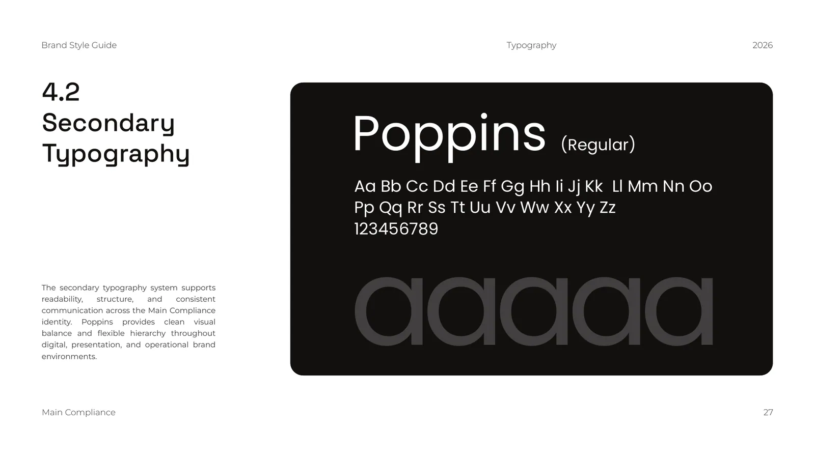 Main Compliance brand style guide, page 27