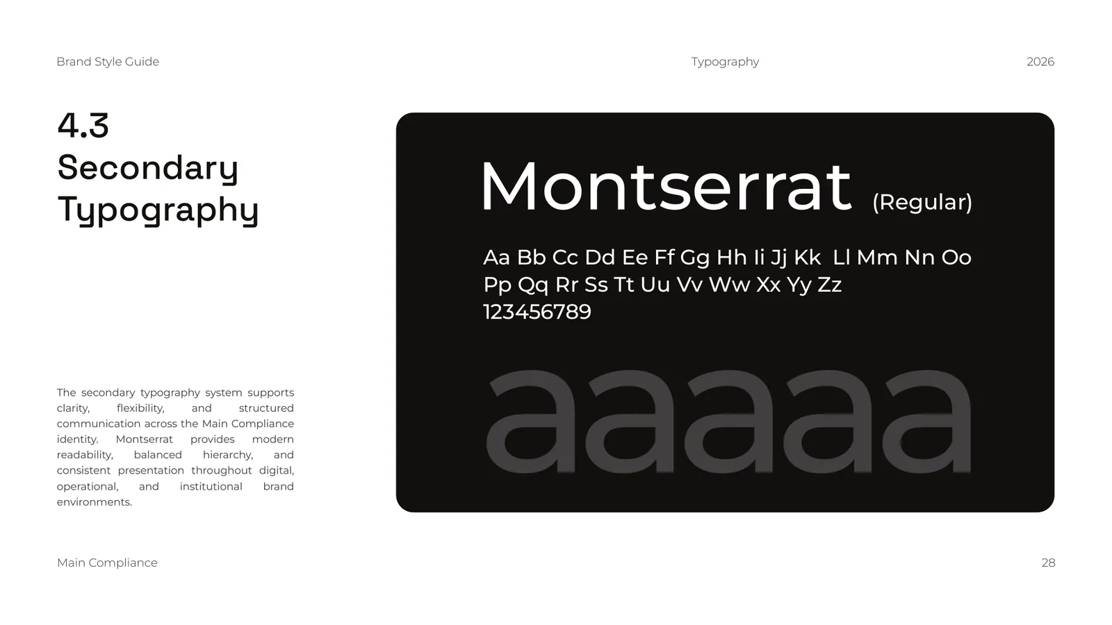 Main Compliance brand style guide, page 28