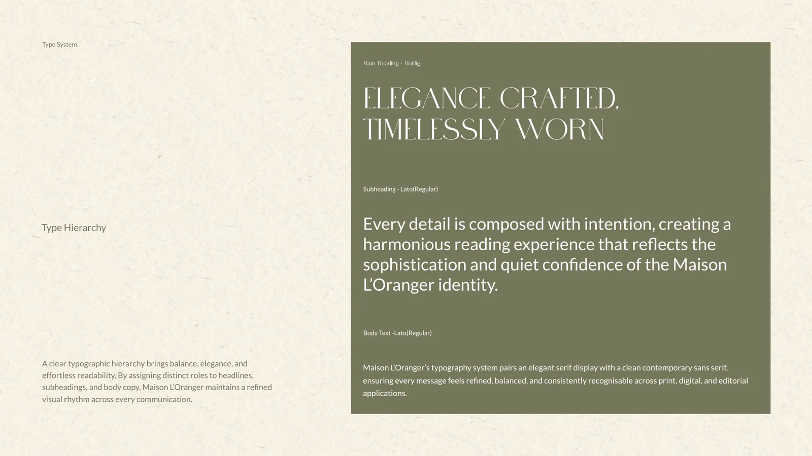 Maison l'Oranger brand style guide, page 30