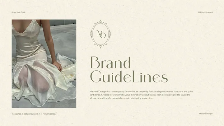 Maison l'Oranger brand style guide cover