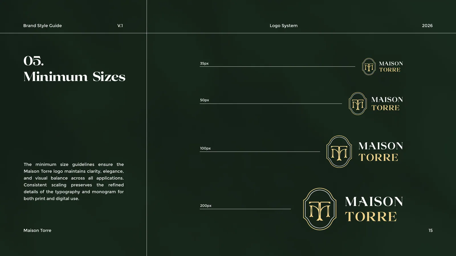 Maison Torre brand style guide, page 15
