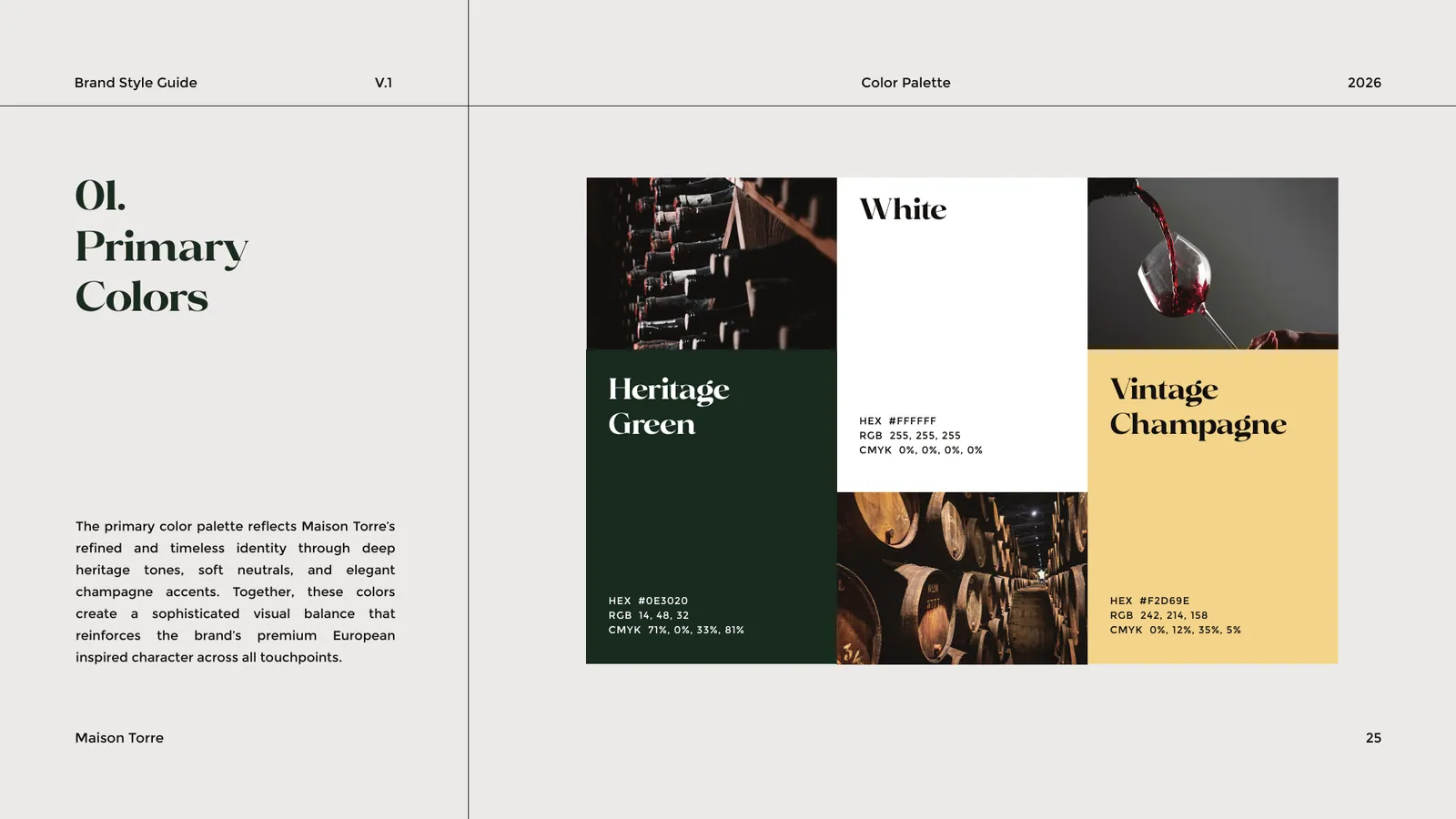 Maison Torre brand style guide, page 25