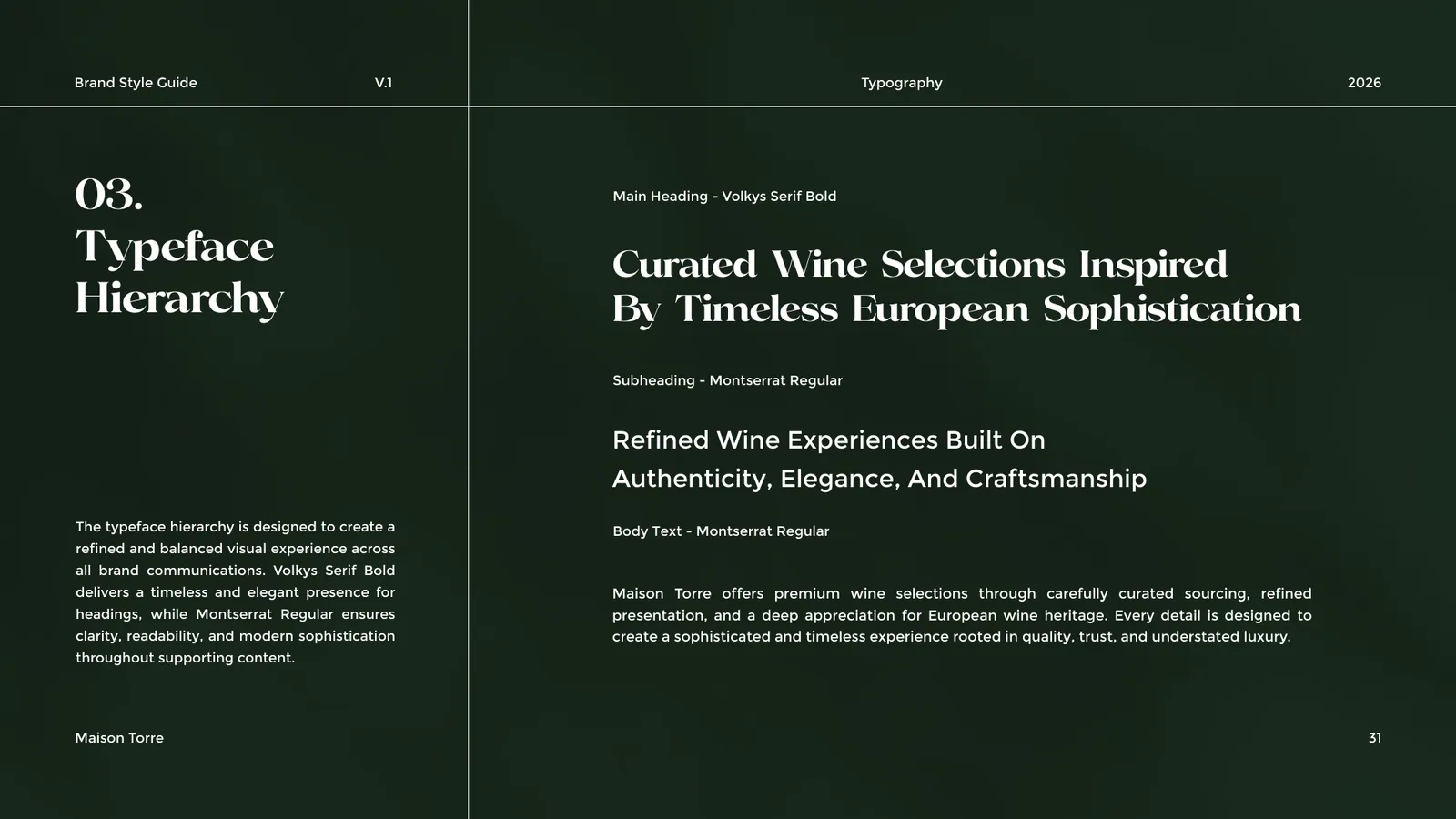 Maison Torre brand style guide, page 31