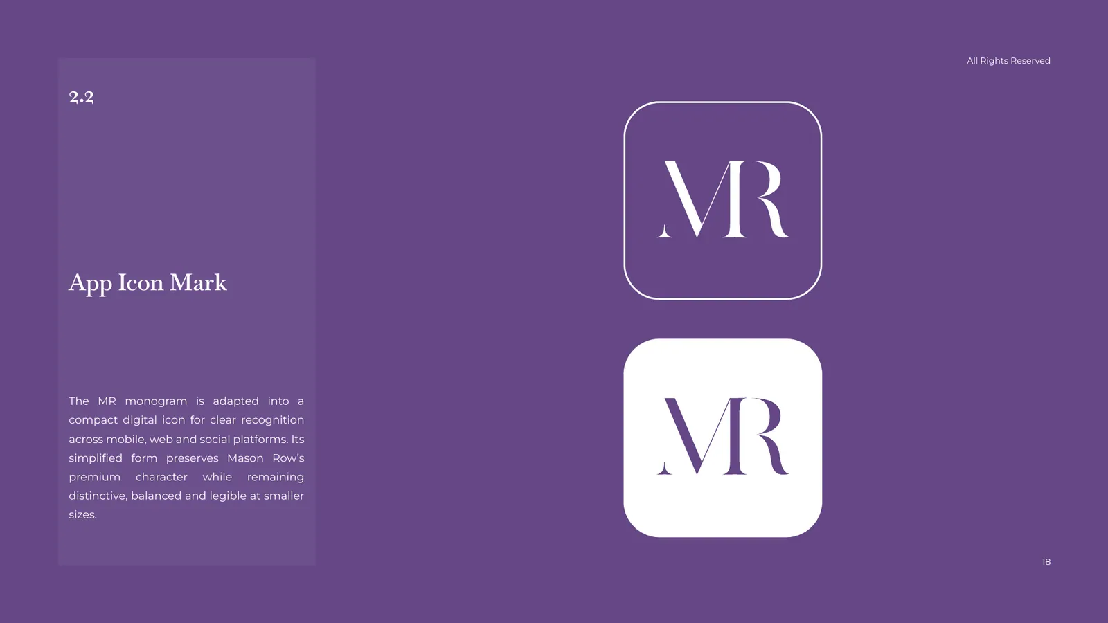 Mason Row brand style guide, page 18