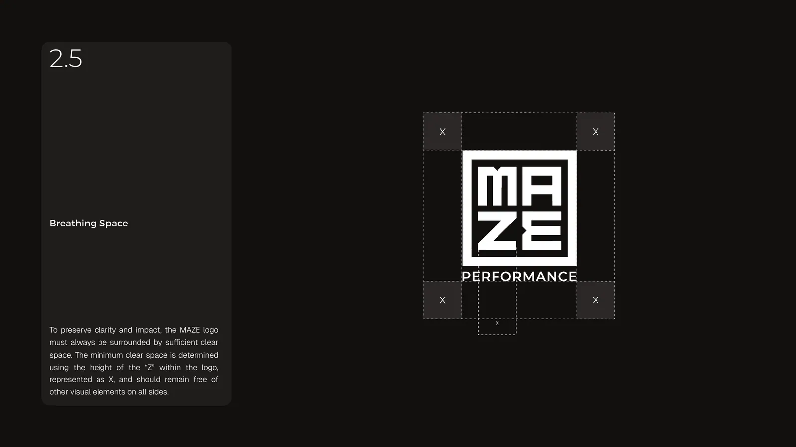 MAZE Performance brand style guide, page 14