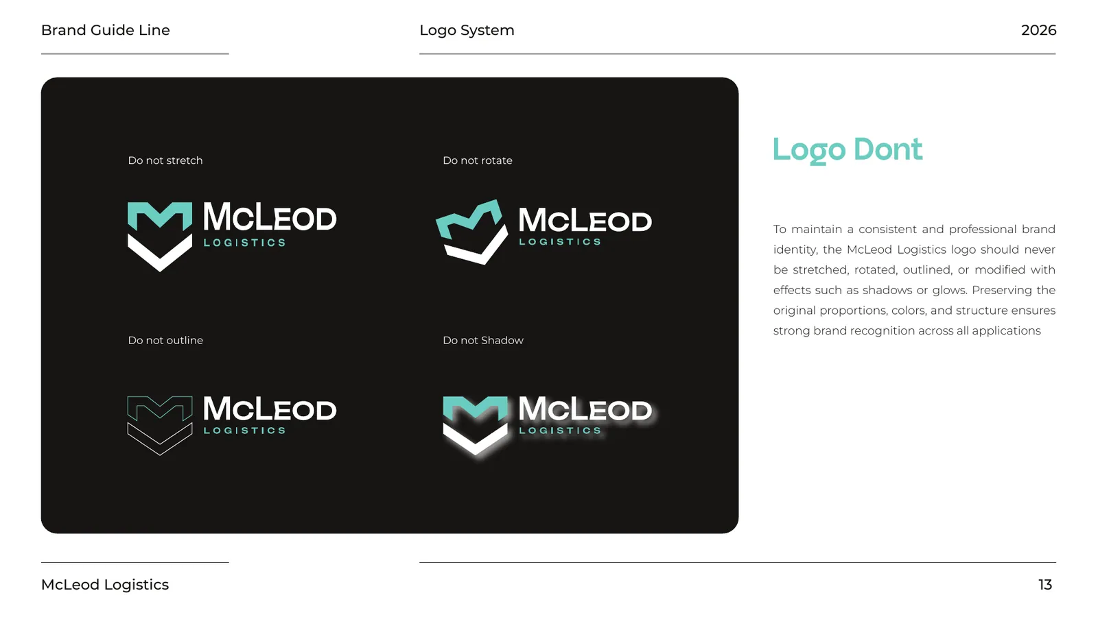 McLeod Logistics brand style guide, page 13