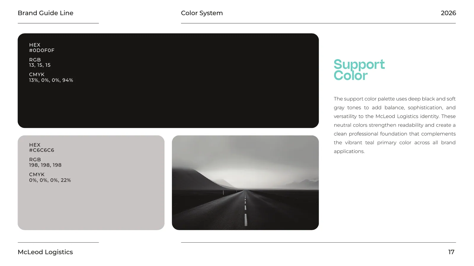 McLeod Logistics brand style guide, page 17