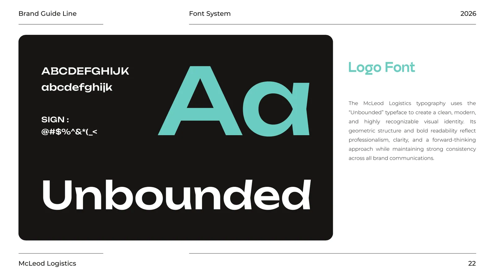 McLeod Logistics brand style guide, page 22