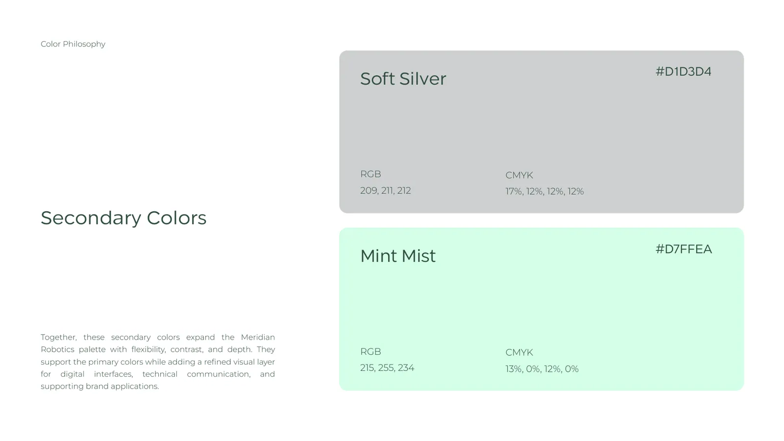 Meridian Robotics brand style guide, page 26
