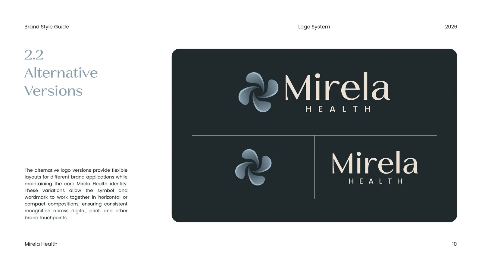 Mirela Health brand style guide, page 10