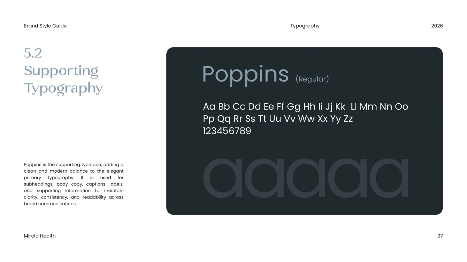 Mirela Health brand style guide, page 27