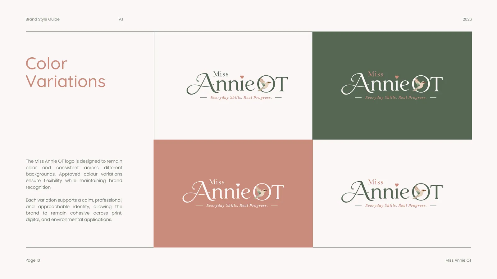Miss Annie OT brand style guide, page 10