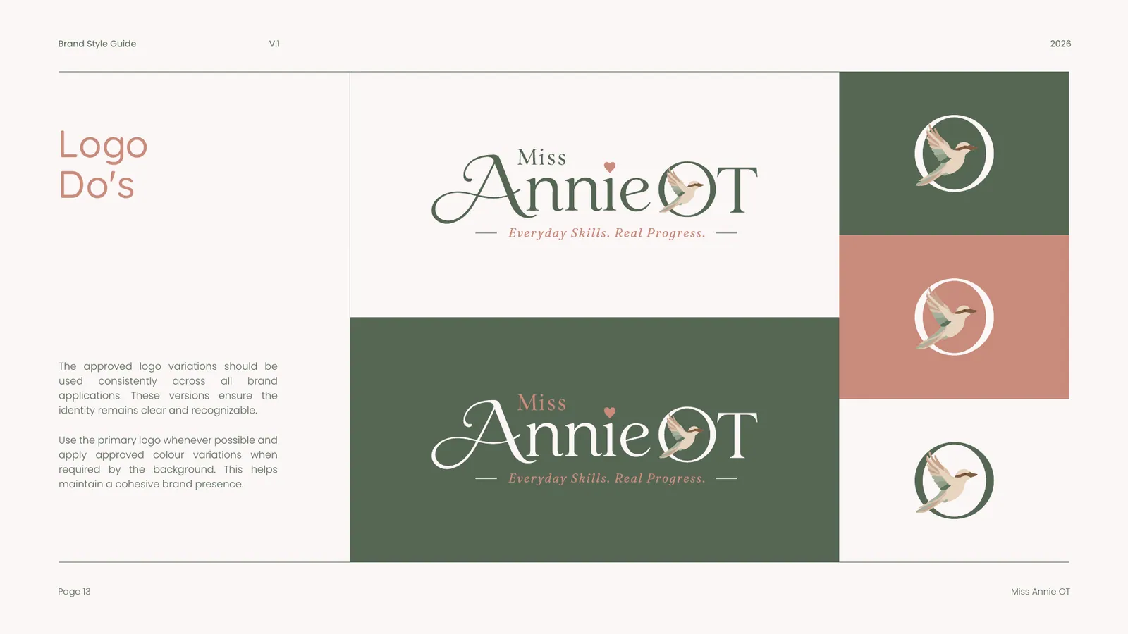 Miss Annie OT brand style guide, page 13