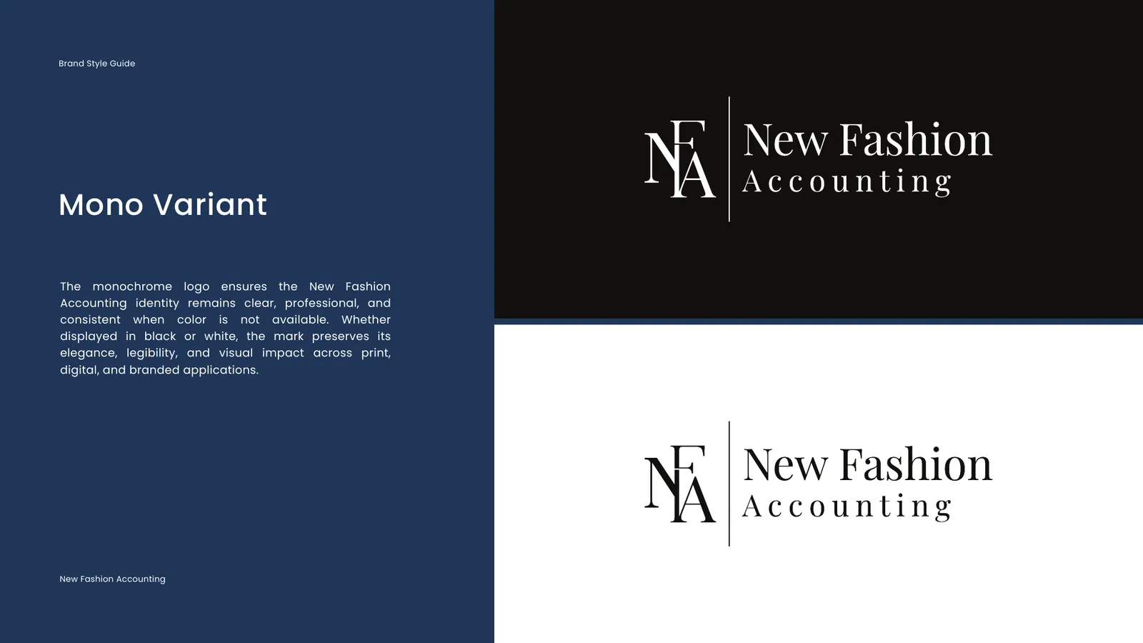 New Fashion Accounting brand style guide, page 13