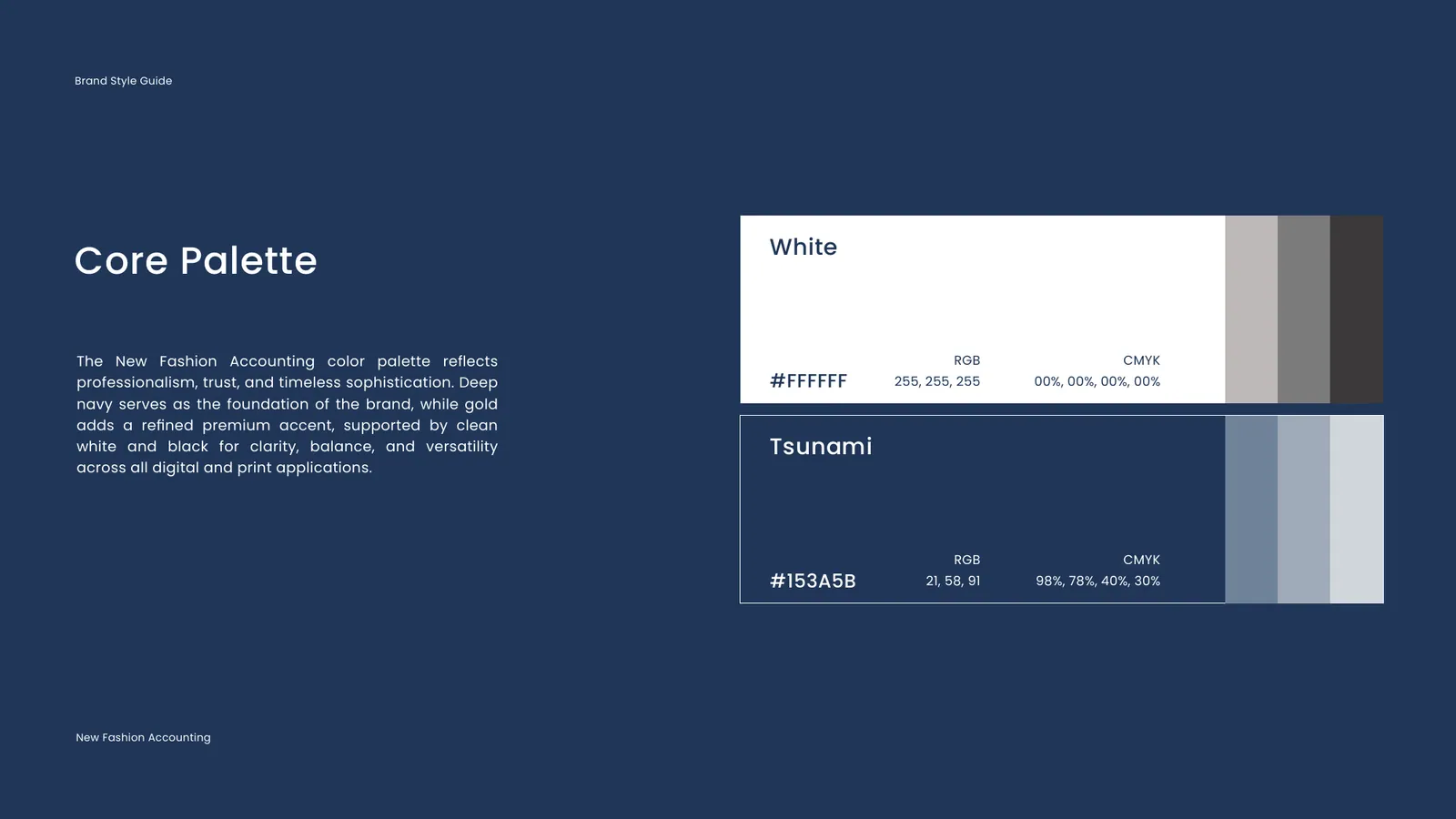 New Fashion Accounting brand style guide, page 23