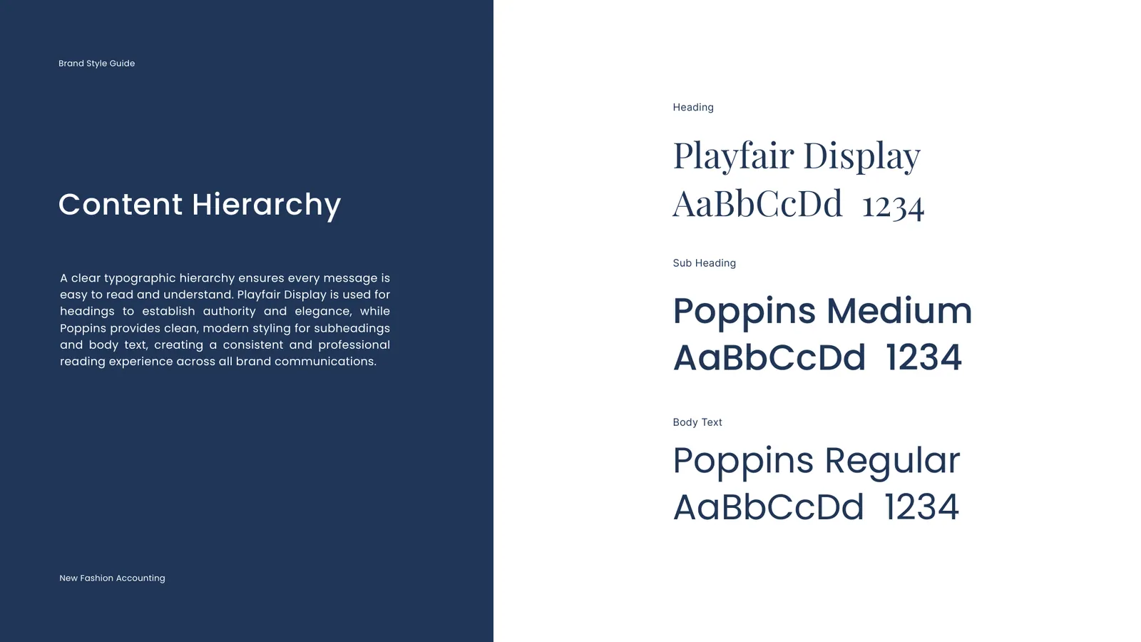 New Fashion Accounting brand style guide, page 29