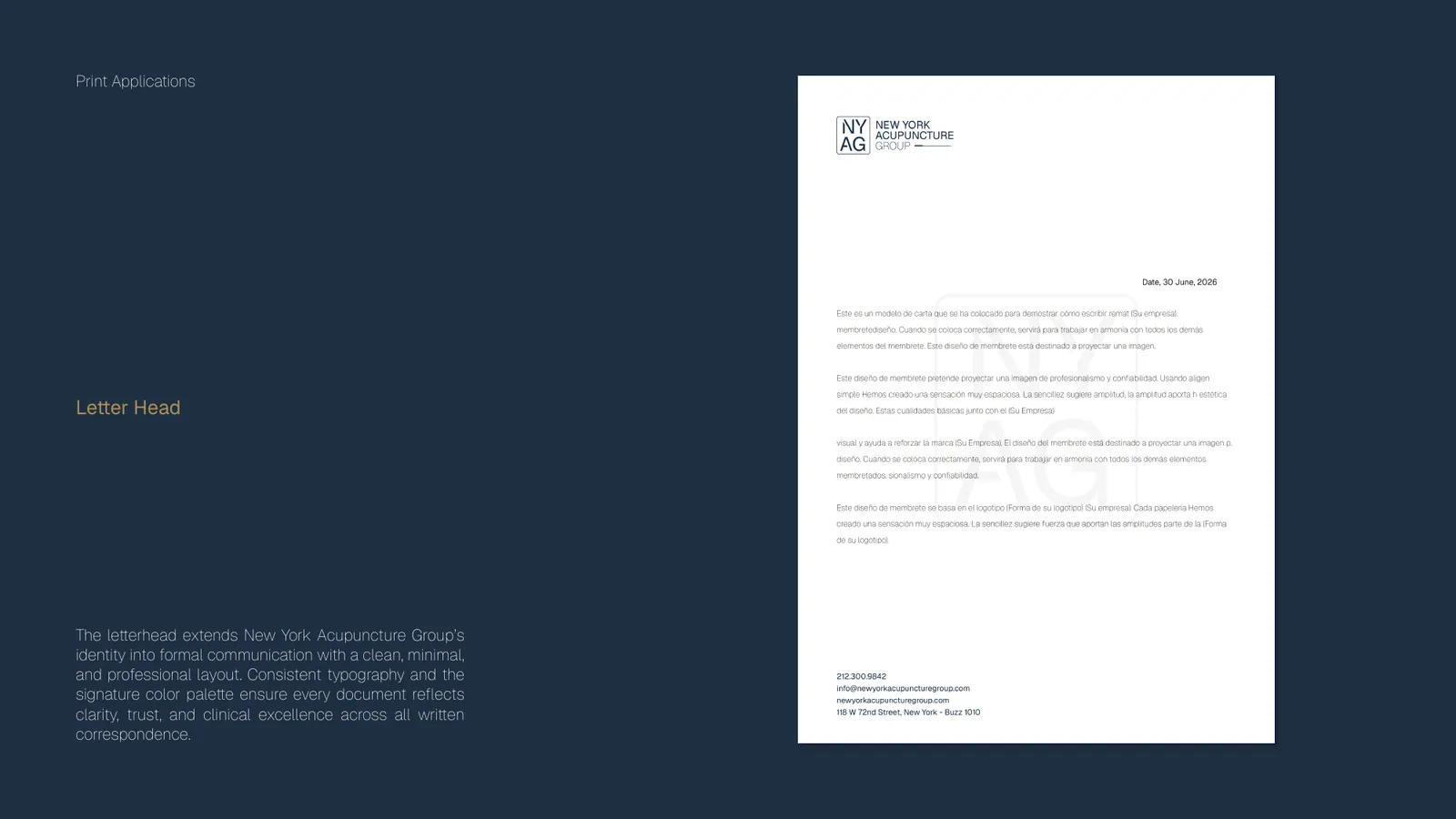 New York Acupuncture Group brand style guide, page 35
