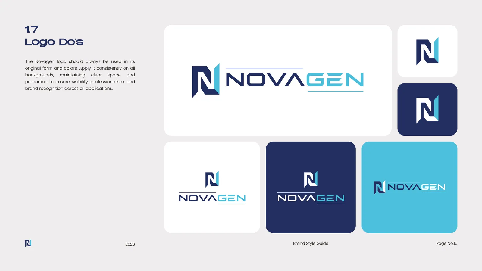 Novagen brand style guide, page 16