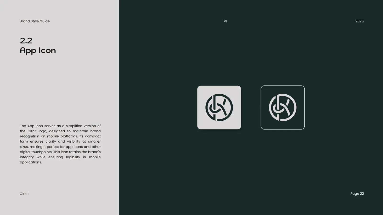 Oknit brand style guide, page 22