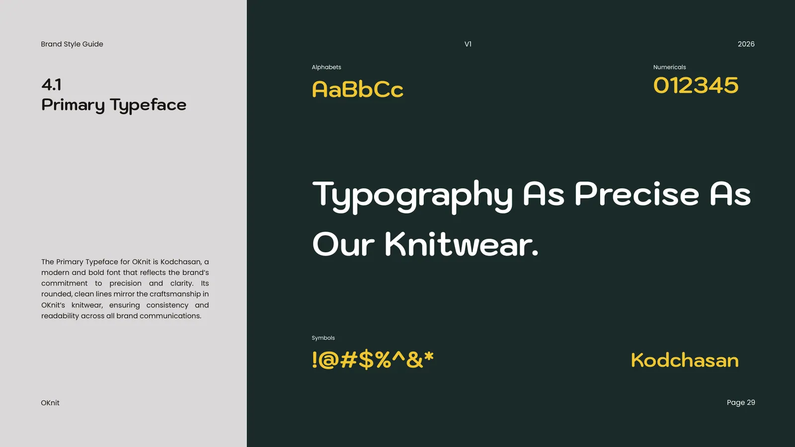 Oknit brand style guide, page 29