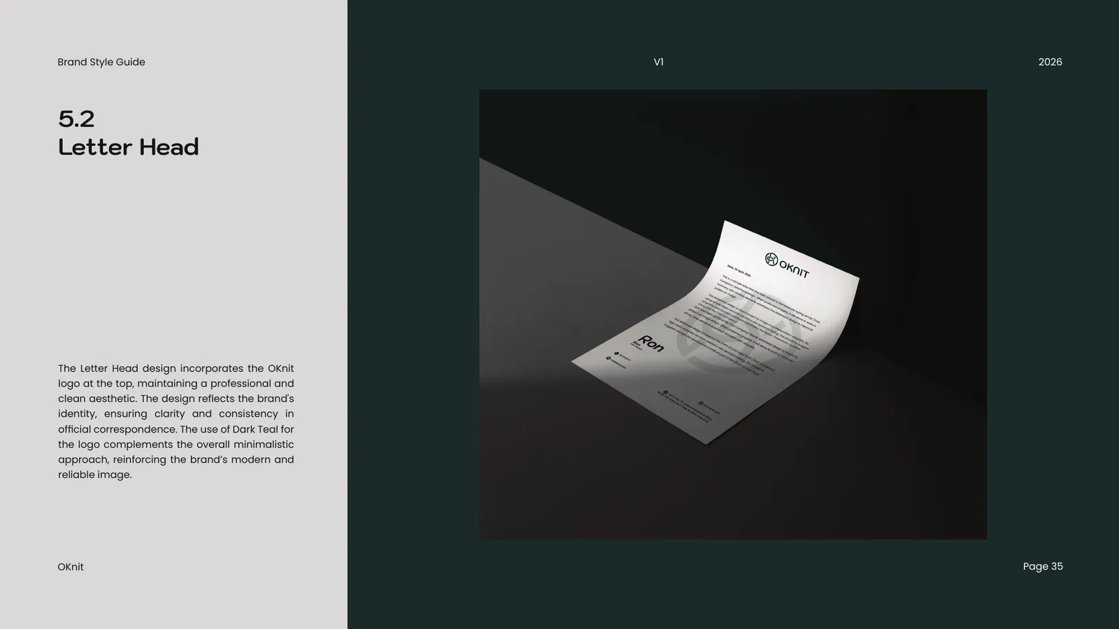 Oknit brand style guide, page 35