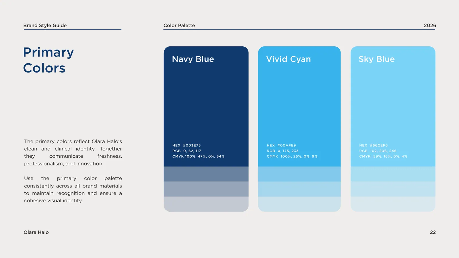Olara Halo brand style guide, page 18