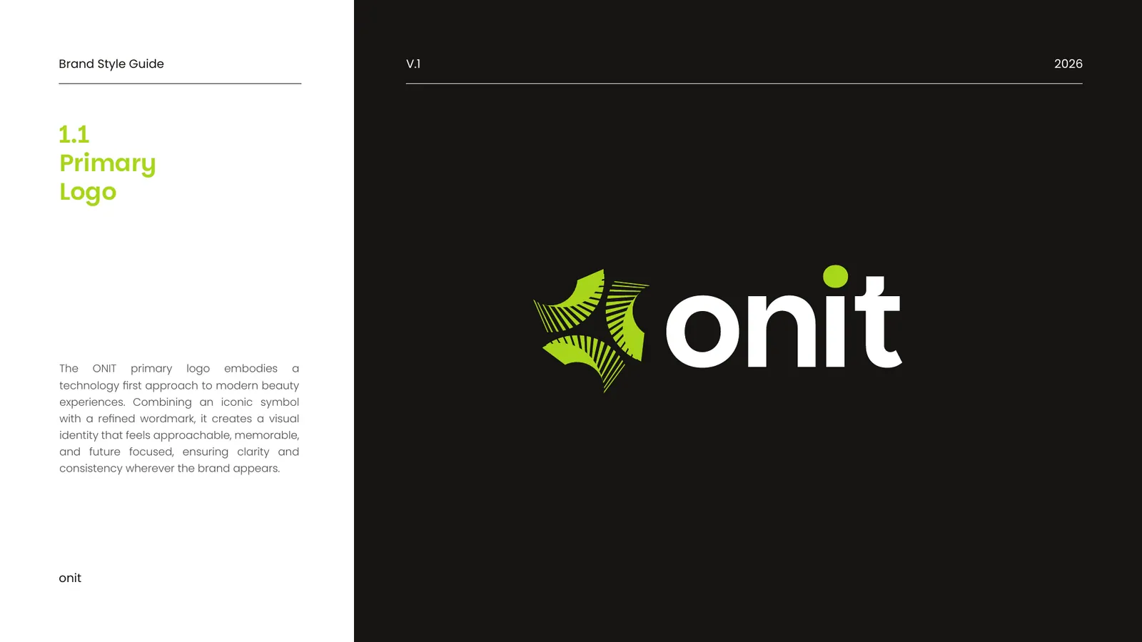 ONIT brand style guide, page 7