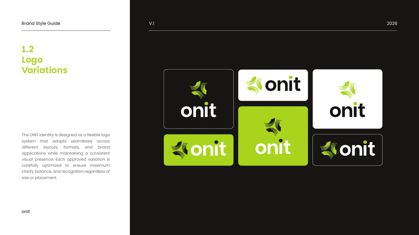 ONIT brand style guide, page 8
