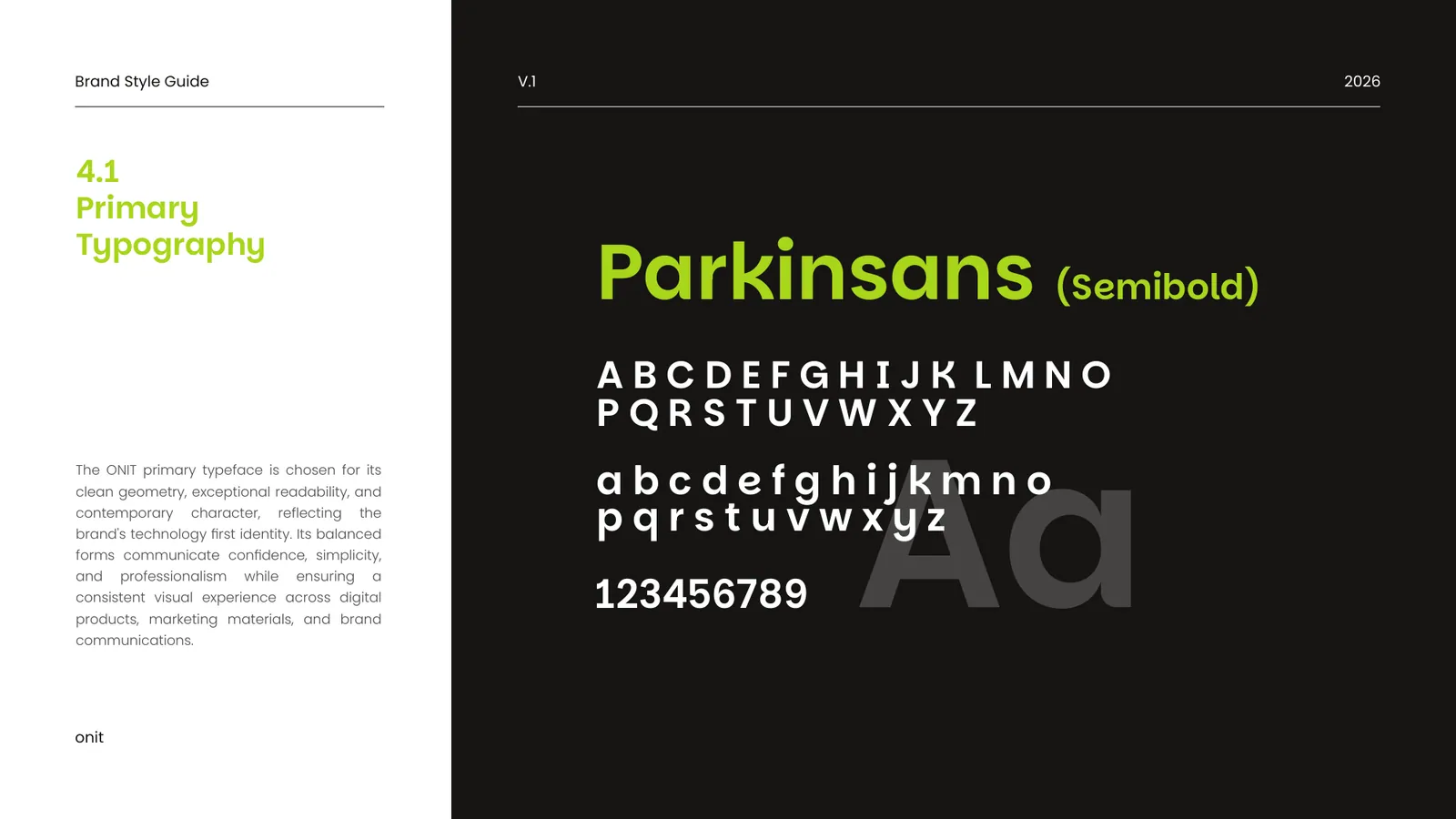 ONIT brand style guide, page 24