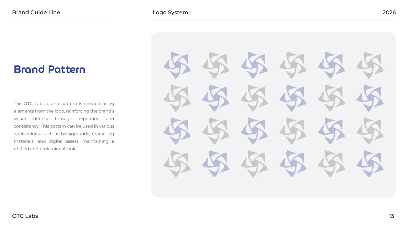 OTC Labs brand style guide, page 13