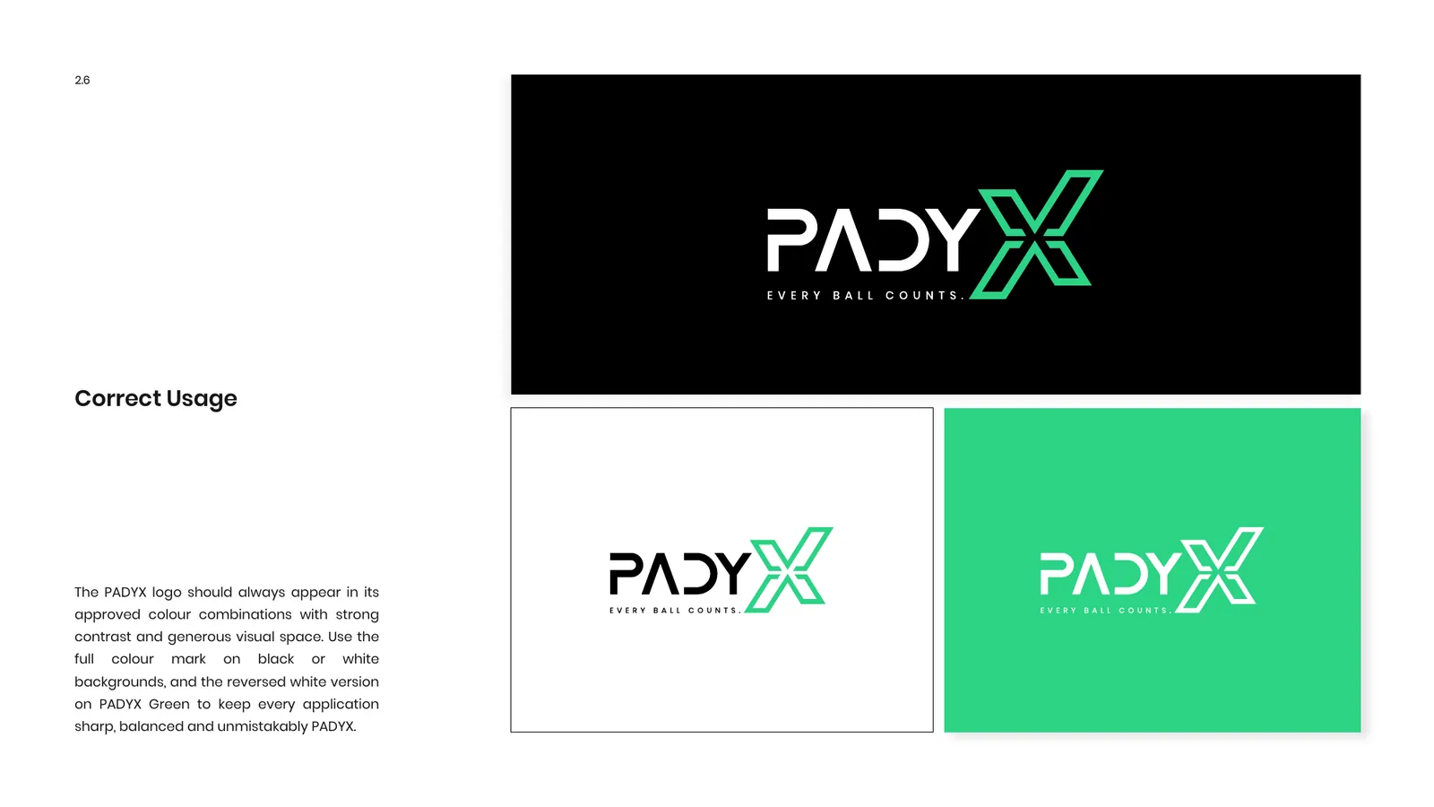 PADYX brand style guide, page 16